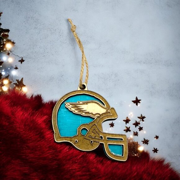 Philadelphia Eagles Christmas Ornament - Wood & Detailed Laser-Engraved - Picture 2 of 3